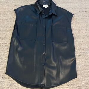 Elan Black Faux Leather Vest | Medium